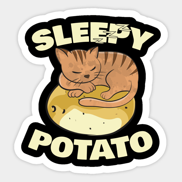 Cute Cat Shirt Sleepy Kitten On A Warm Potato Sticker by grillingmontana